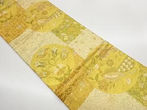 丸紋に花鳥模様織出し袋帯